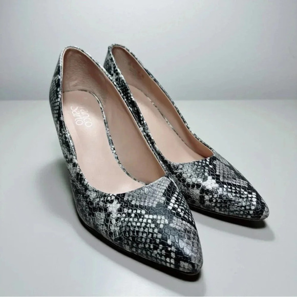 FRANCO SARTO Bellini  Pumps Snake Print Heel Pointed Toe Shoes - Picture 1 of 14